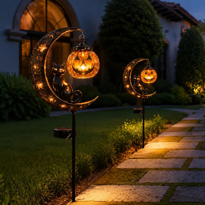 π₯ 55% OFF TODAY π» Solar Halloween Garden Stake Light with Black Cat & Pumpkin