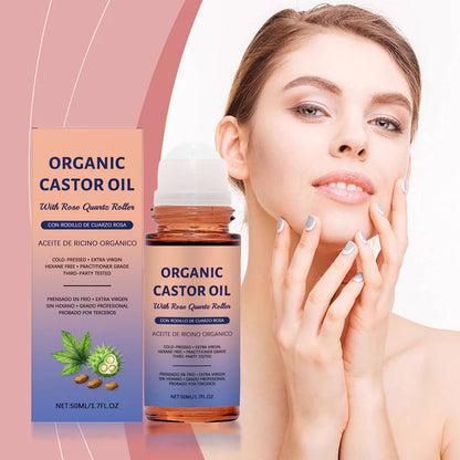 🔥Organic Golden Castor Oil Roll-On with Rose Quartz