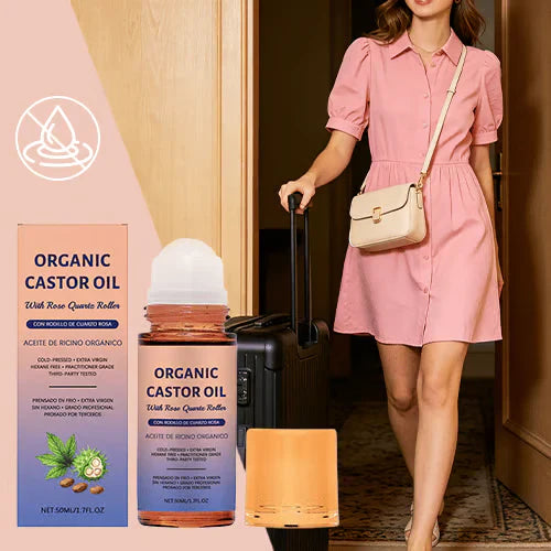🔥Organic Golden Castor Oil Roll-On with Rose Quartz