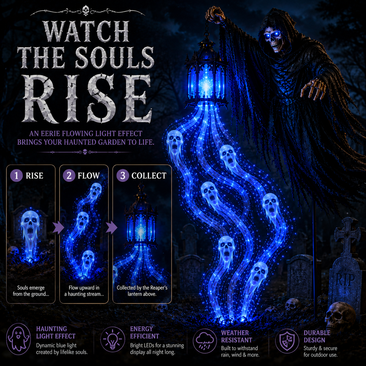 🎁Today 50% OFF +  FREE SHIPPING🔥 🎁💀Halloween Soul Harvester Animated Garden Light
