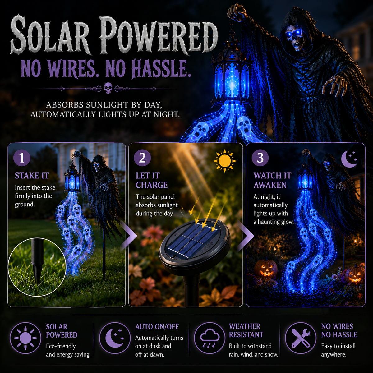🎁Today 50% OFF +  FREE SHIPPING🔥 🎁💀Halloween Soul Harvester Animated Garden Light