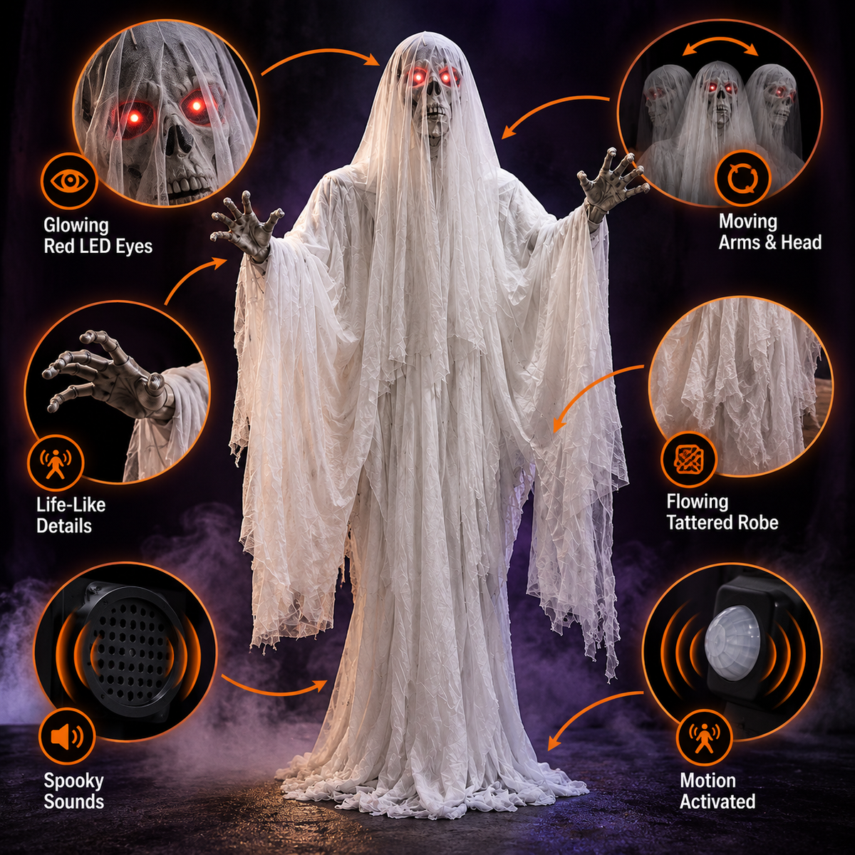 👻 Halloween Animatronics Standing Bride Ghost Decoration 👰‍♀️🎃