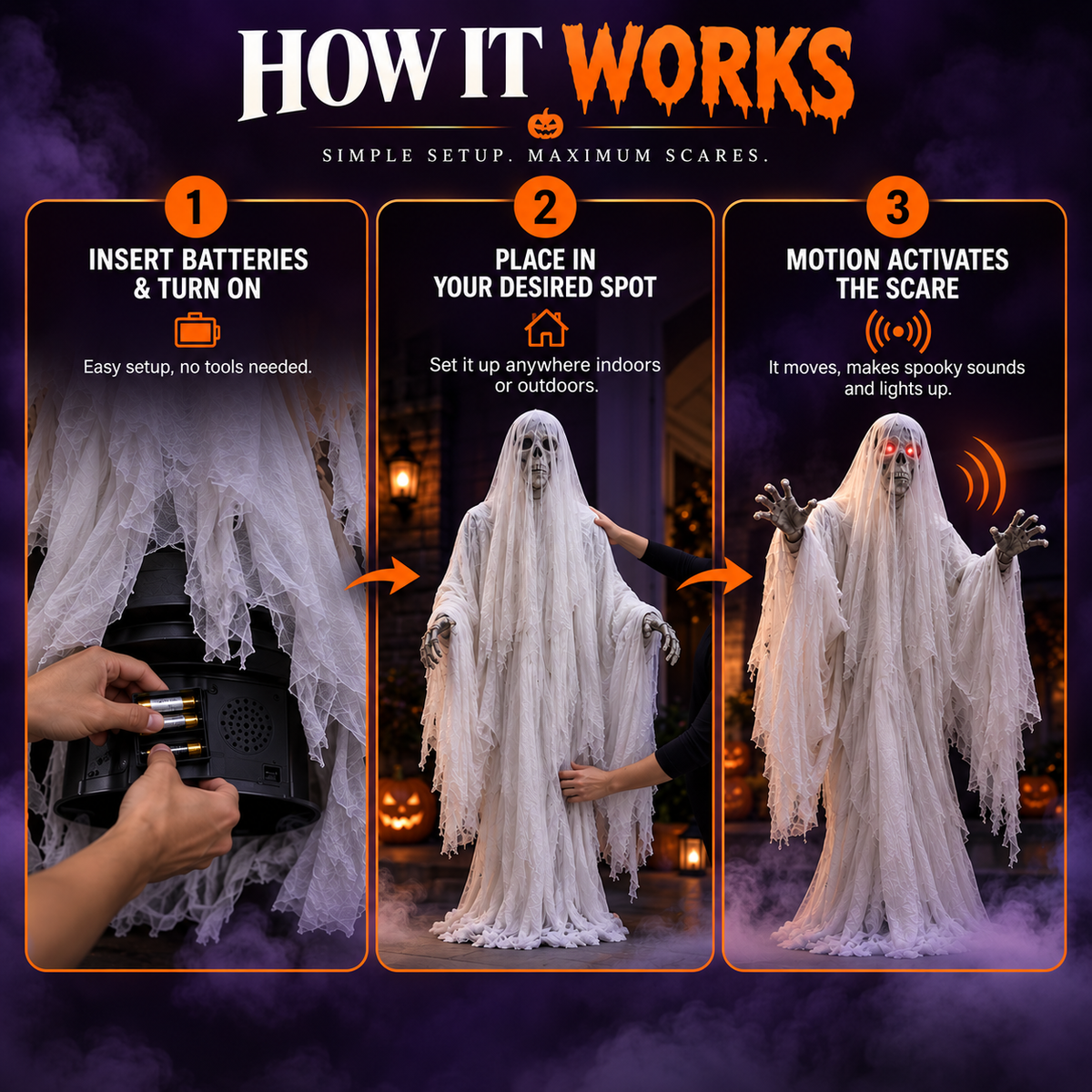 👻 Halloween Animatronics Standing Bride Ghost Decoration 👰‍♀️🎃