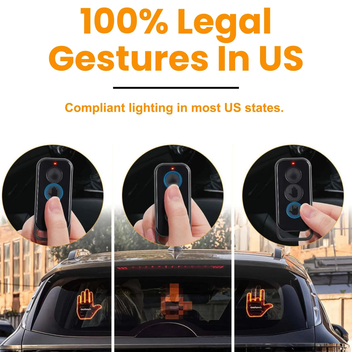 Car LED Finger Lights Funny Car Interior Light With Remote Control Rear Window Multi-function Warning Reminder Lamp Accessories