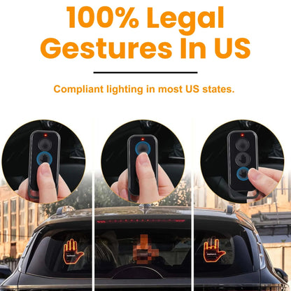 Car LED Finger Lights Funny Car Interior Light With Remote Control Rear Window Multi-function Warning Reminder Lamp Accessories