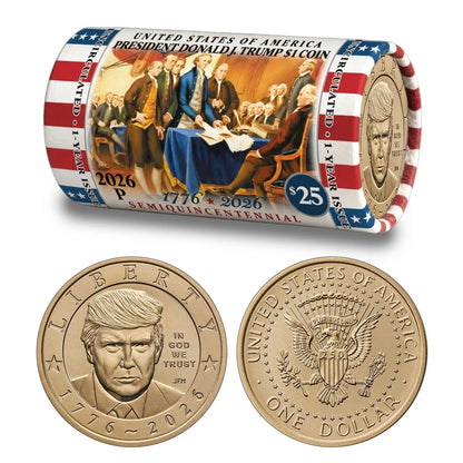 President Donald J. Trump 2026 $1 Coin Roll – America 250 - Official Declaration of Independence Roll